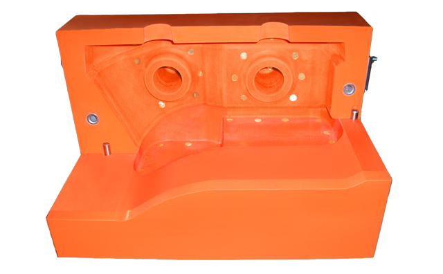 Core box made of hard elastic PU modeling casting resin GM987 in orange